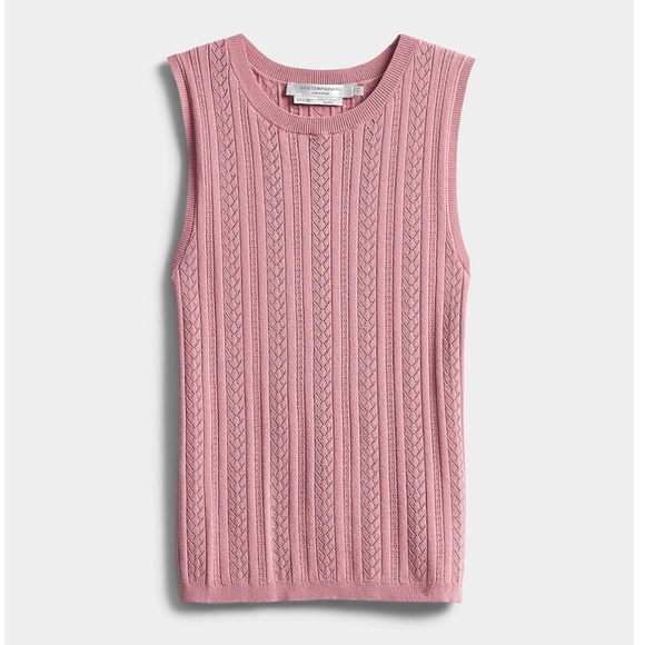Dusty pink pointelle knit openwork cami tank top NWT - Picture 1 of 6